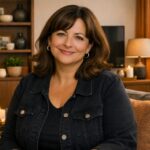 Karin in haar woonkamer